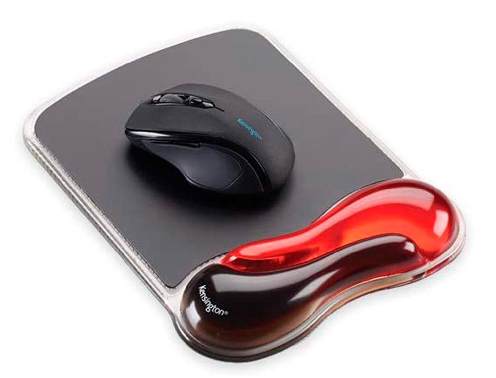 TAPETE PARA RATO KENSINGTON DUO GEL COM APOIO DE PULSOS COR PRETO/VERMELHO 240X182X25 MM