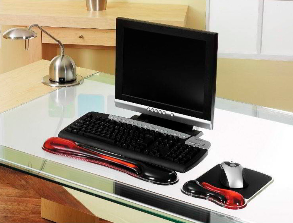TAPETE PARA RATO KENSINGTON DUO GEL COM APOIO DE PULSOS COR PRETO/VERMELHO 240X182X25 MM