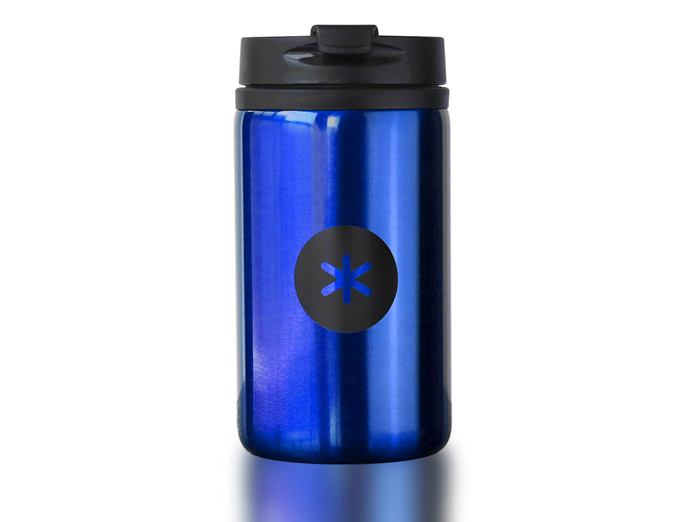COPO ANTARTIK ACO INOXIDAVEL COM TAMPA DOSIFICADORA DE SEGURANCA E BASE ACOLCHOADA 290 ML COR AZUL