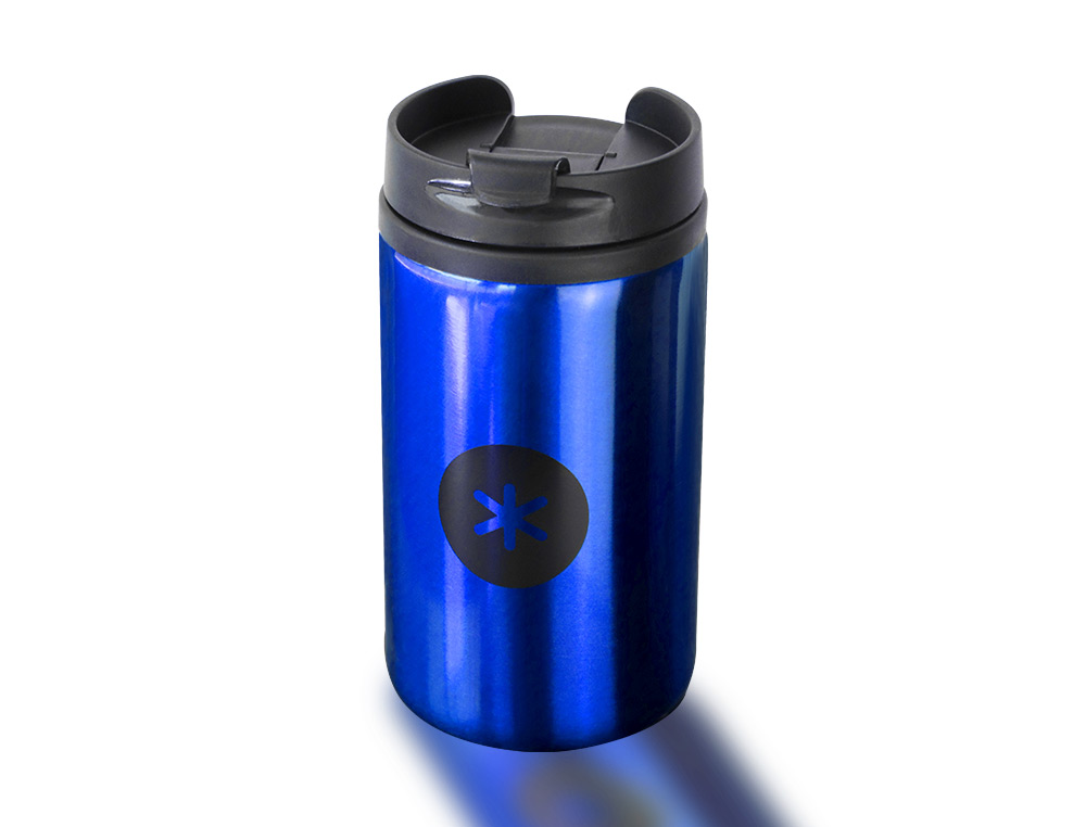 COPO ANTARTIK ACO INOXIDAVEL COM TAMPA DOSIFICADORA DE SEGURANCA E BASE ACOLCHOADA 290 ML COR AZUL