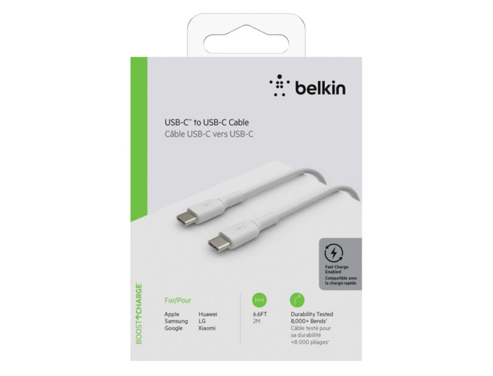 CABO BELKIN CAB003BT2MWH CABO USB-C A USB-C BOOST CHARGE COMPRIMENTO 2 M COR BRANCO