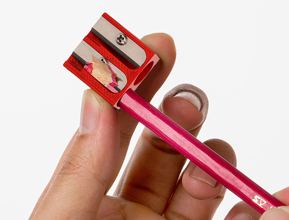 APARA LAPIS LIDERPAPEL METALICO 2 USOS COR VERMELHO