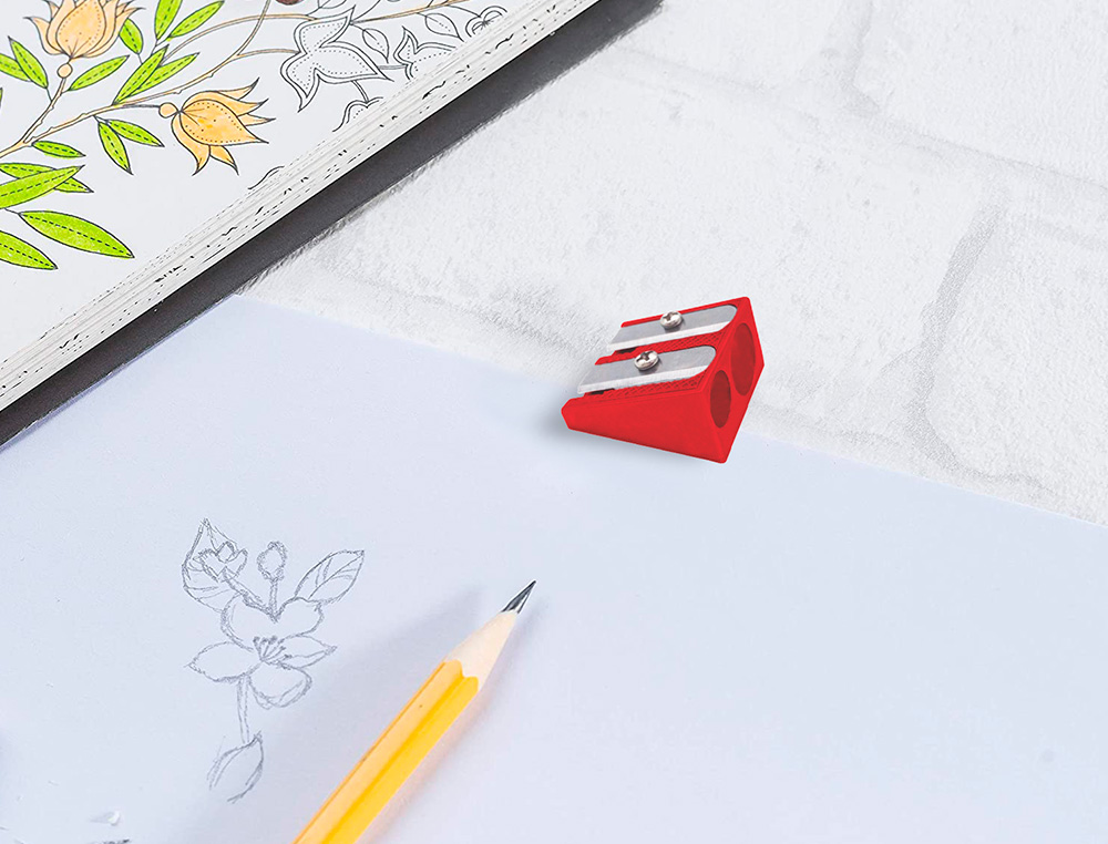 APARA LAPIS LIDERPAPEL METALICO 2 USOS COR VERMELHO