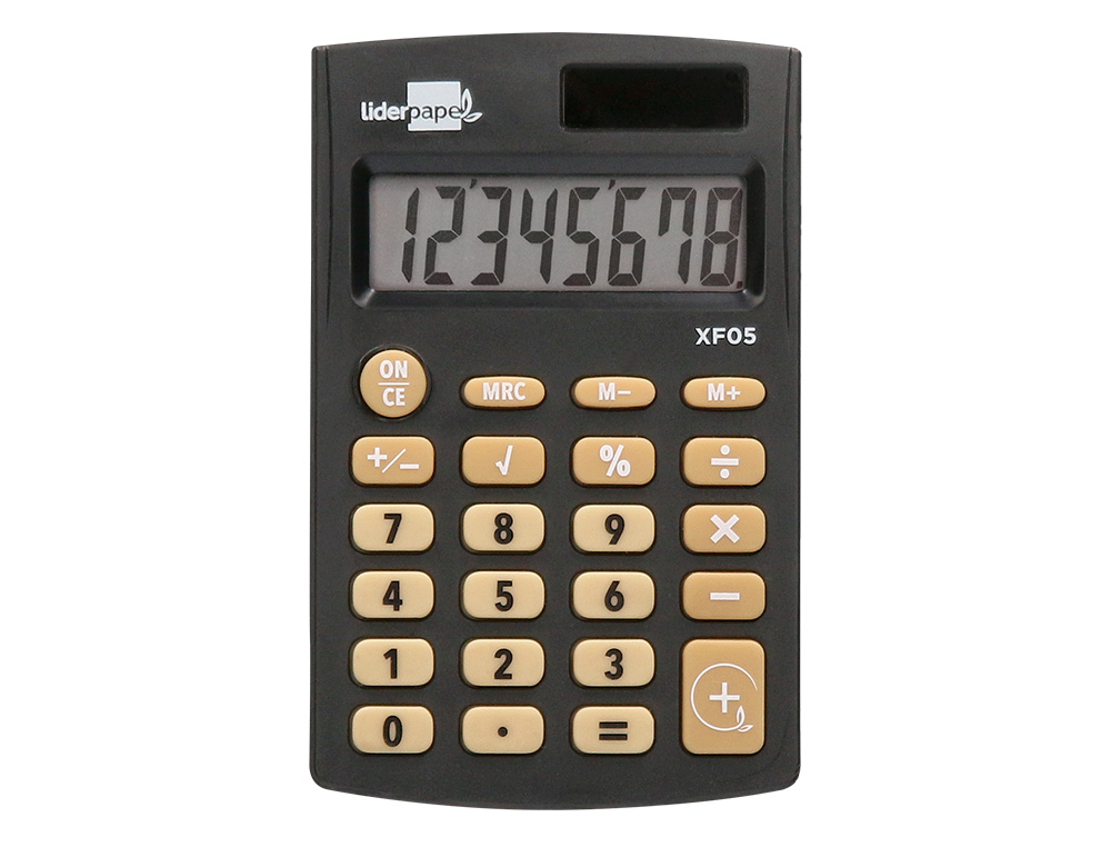 CALCULADORA LIDERPAPEL DE BOLSO XF05 8 DIGITOS SOLAR E PILHAS COR PRETO 98X62X8 MM