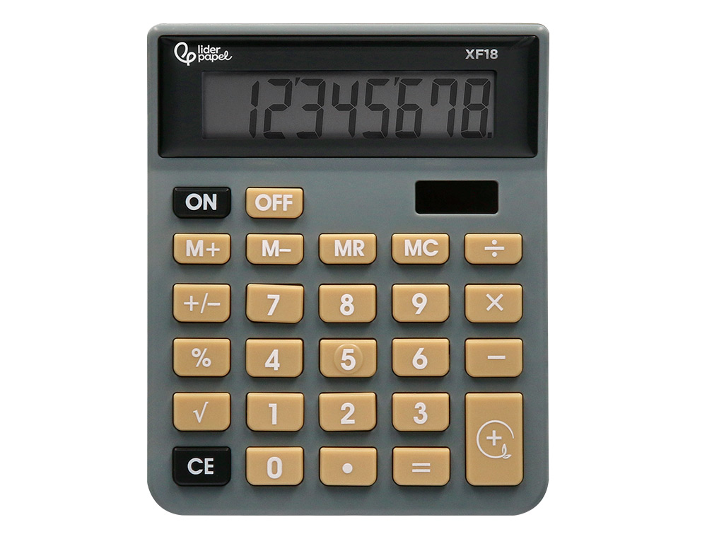 CALCULADORA LIDERPAPEL DE SECRETARIA XF18 8 DIGITOS SOLAR E PILHAS COR CINZA 127X105X24 MM