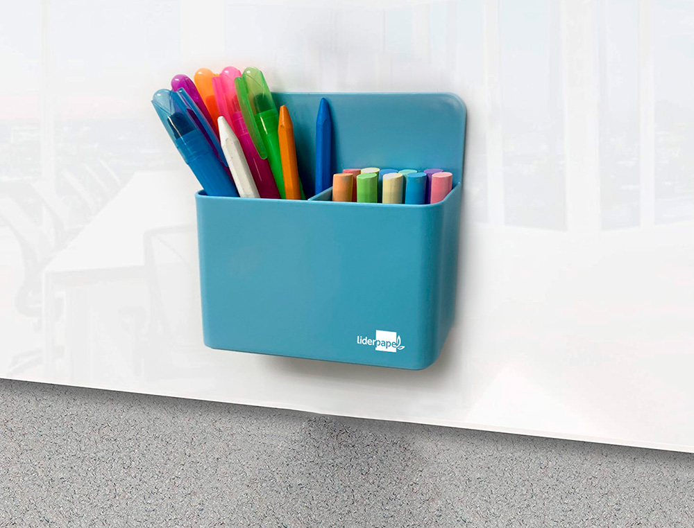 PORTA LAPIS LIDERPAPEL PLASTICO MAGNETICO COR AZUL 125X75X40 MM