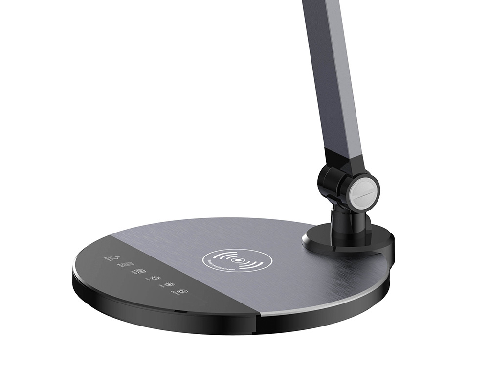 CANDEEIRO DE ESCRITORIO Q-CONNECT SECRETARIA PROFISSIONAL ALUMINIO 9W 120 LED CARREGADOR MOVEL COR PRETO