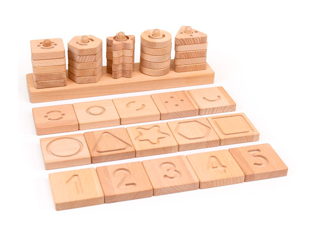 JOGO DIDATICO ANDREUTOYS FORMAS GEOMETRICAS SENSORIAIS MADEIRA