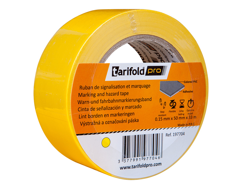 FITA ADESIVA TARIFOLD PARA MARCACAO E SINALIZACAO DE CHAO 33 MT X 50 MM COR AMARELO
