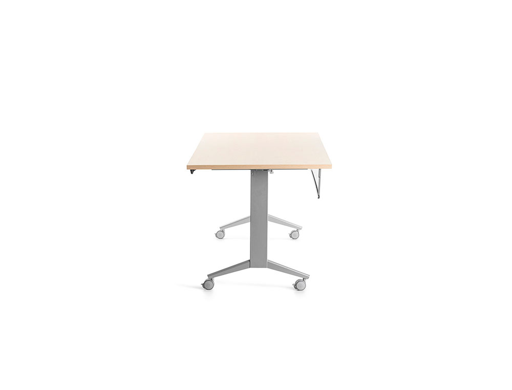 MESA DE ESCRITORIO ROCADA 180X80CM COM TABULEIRO REBATIVEL 90 ACABAMENTO FD01 ALUMINIO/FAIA