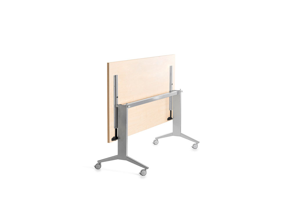 MESA DE ESCRITORIO ROCADA 180X80CM COM TABULEIRO REBATIVEL 90 ACABAMENTO FD01 ALUMINIO/FAIA