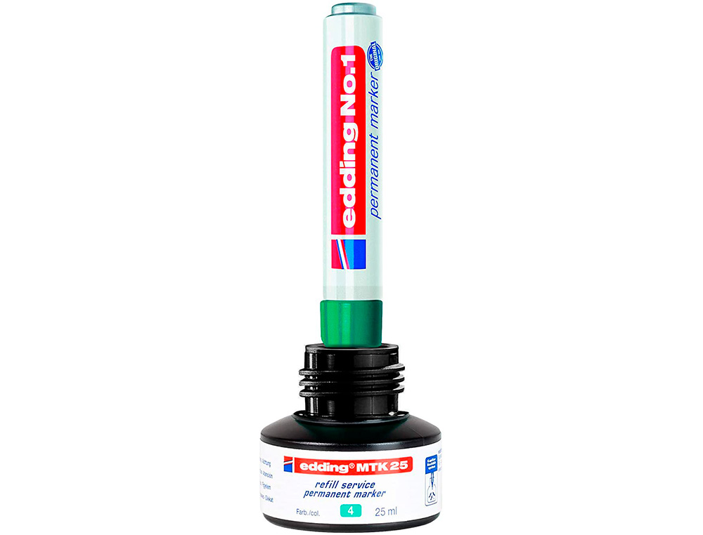 TINTA MARCADOR EDDING MTK-25 COM SISTEMA CAPILAR COR VERDE FRASCO DE 25 ML