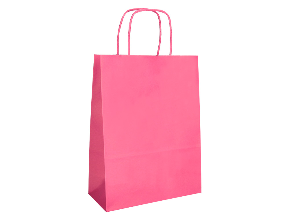 SACO DE PAPEL Q-CONNECT CELULOSE ROSA S COM ASA TORCIDA 240X320X10 MM