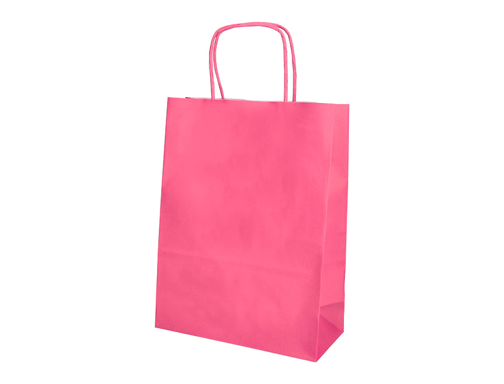 SACO DE PAPEL Q-CONNECT CELULOSE ROSA S COM ASA TORCIDA 240X320X10 MM