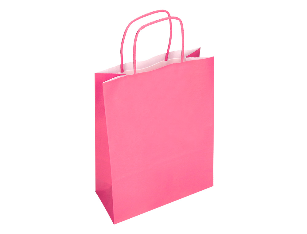 SACO DE PAPEL Q-CONNECT CELULOSE ROSA S COM ASA TORCIDA 240X320X10 MM