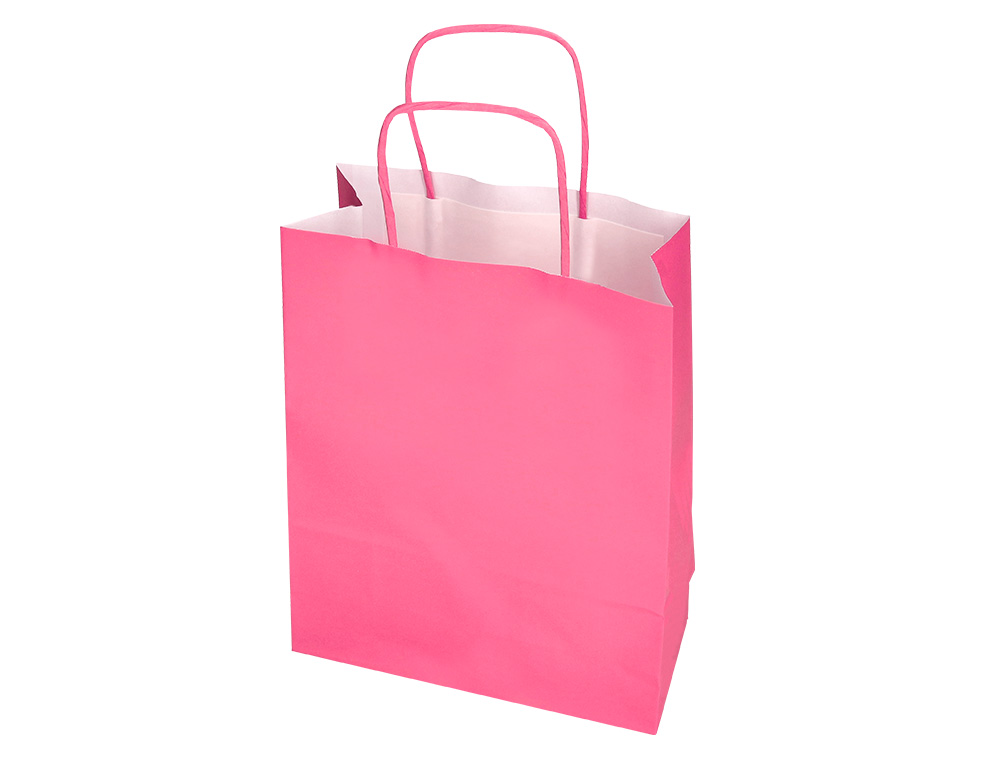 SACO DE PAPEL Q-CONNECT CELULOSE ROSA S COM ASA TORCIDA 240X320X10 MM