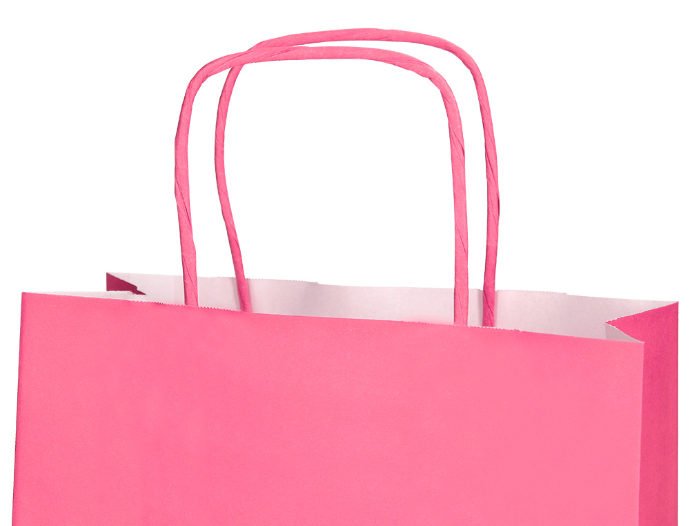 SACO DE PAPEL Q-CONNECT CELULOSE ROSA S COM ASA TORCIDA 240X320X10 MM