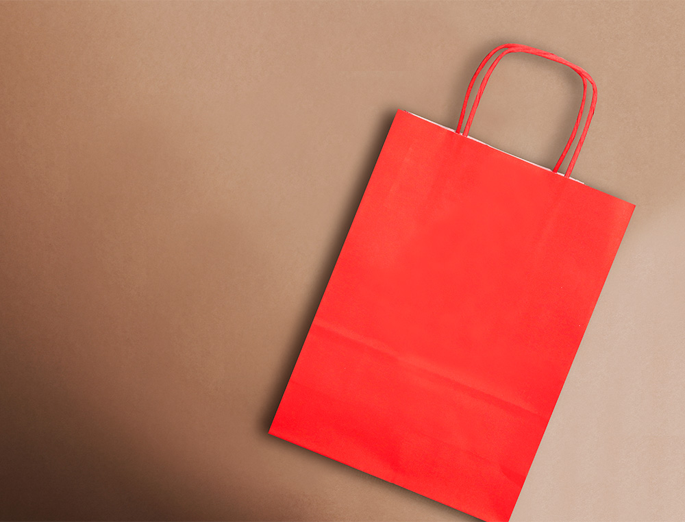 SACO DE PAPEL Q-CONNECT CELULOSE VERMELHO L COM ASA TORCIDA 320X400X14 MM