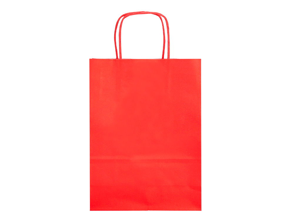 SACO DE PAPEL Q-CONNECT CELULOSE VERMELHO L COM ASA TORCIDA 320X400X14 MM