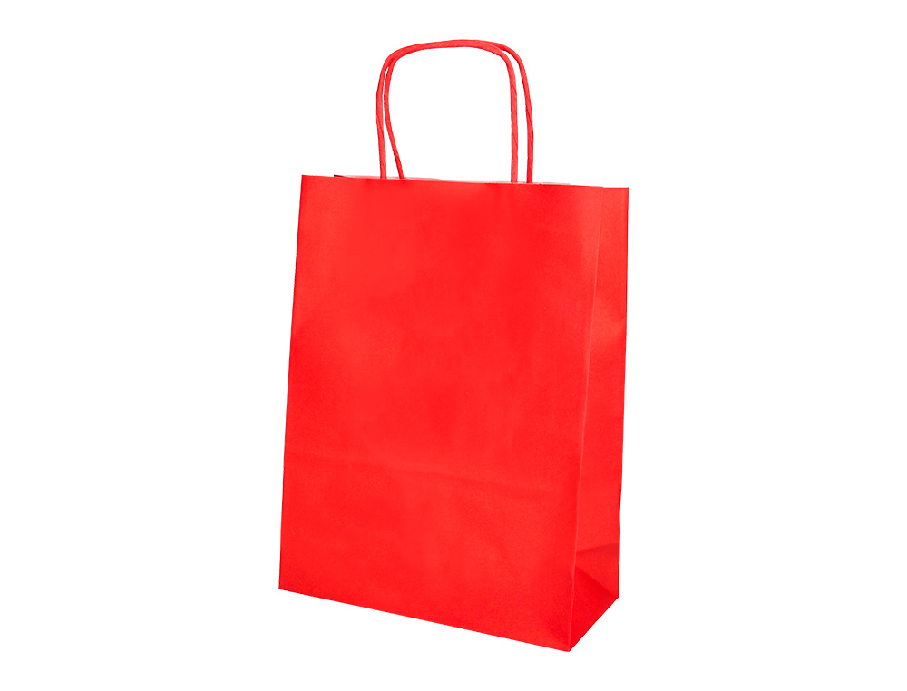 SACO DE PAPEL Q-CONNECT CELULOSE VERMELHO L COM ASA TORCIDA 320X400X14 MM