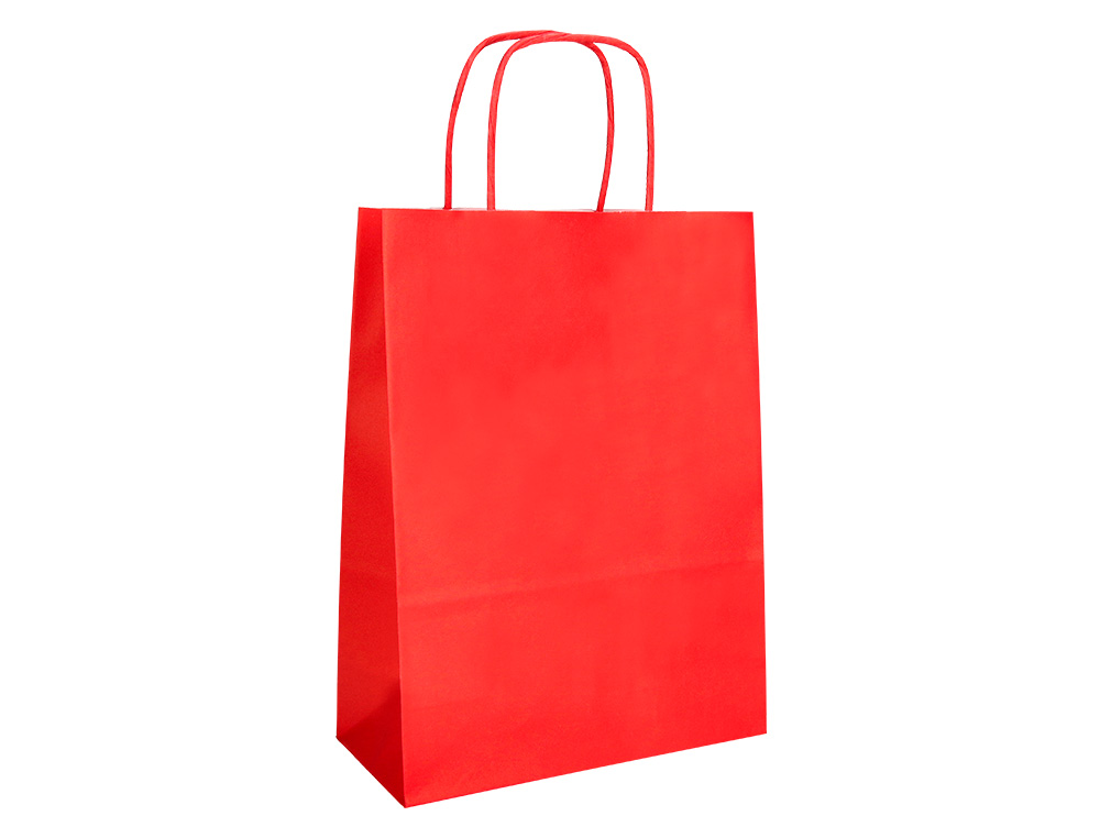 SACO DE PAPEL Q-CONNECT CELULOSE VERMELHO L COM ASA TORCIDA 320X400X14 MM