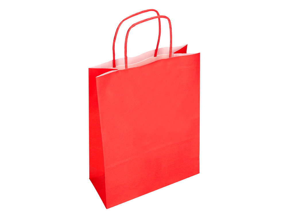 SACO DE PAPEL Q-CONNECT CELULOSE VERMELHO L COM ASA TORCIDA 320X400X14 MM