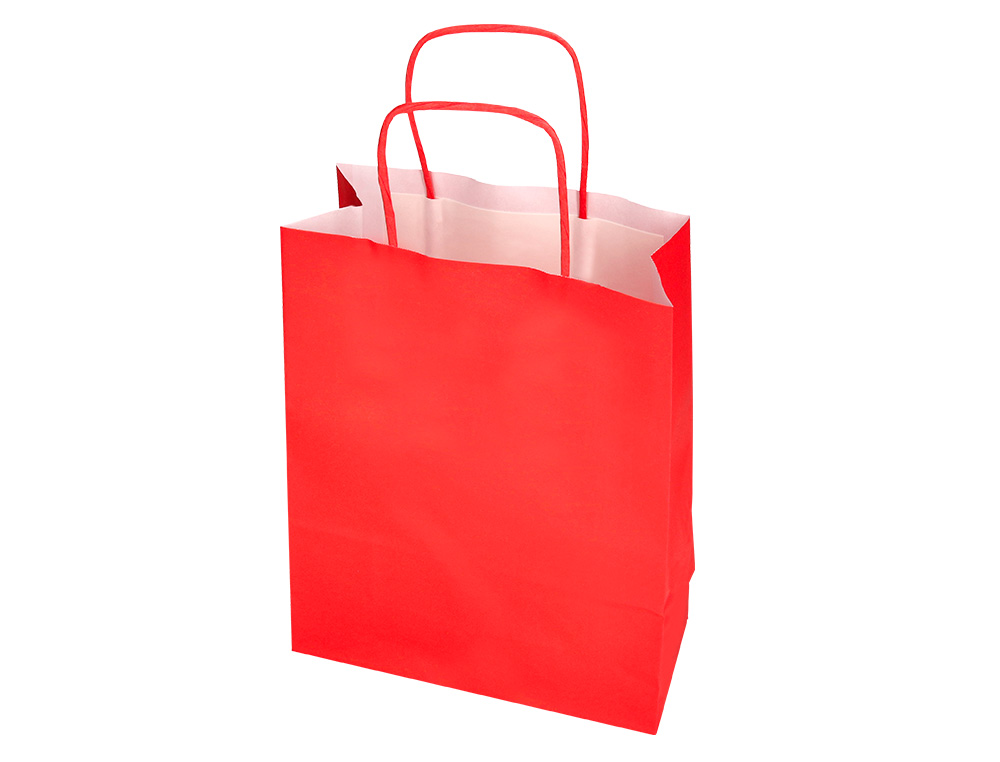 SACO DE PAPEL Q-CONNECT CELULOSE VERMELHO L COM ASA TORCIDA 320X400X14 MM