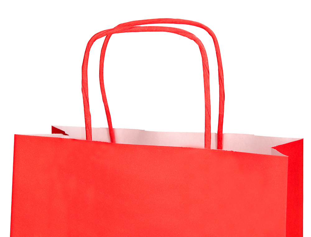 SACO DE PAPEL Q-CONNECT CELULOSE VERMELHO L COM ASA TORCIDA 320X400X14 MM