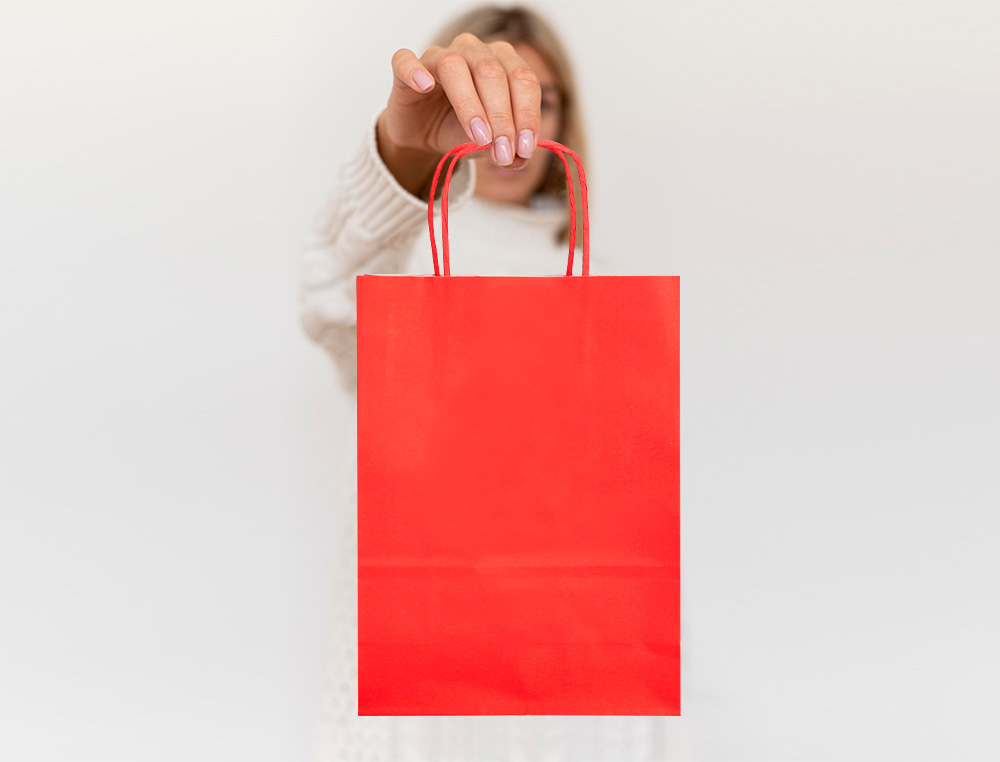 SACO DE PAPEL Q-CONNECT CELULOSE VERMELHO L COM ASA TORCIDA 320X400X14 MM