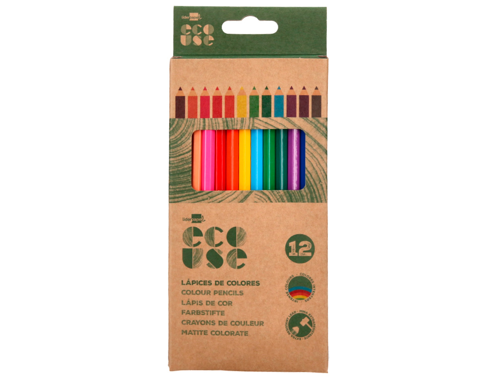 LAPIS DE COR LIDERPAPEL ECOUSE CAIXA DE 12 CORES SORTIDAS COM CERTIFICADO FSC