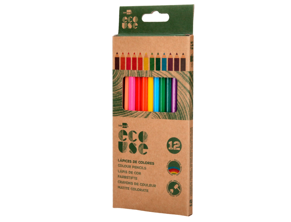 LAPIS DE COR LIDERPAPEL ECOUSE CAIXA DE 12 CORES SORTIDAS COM CERTIFICADO FSC