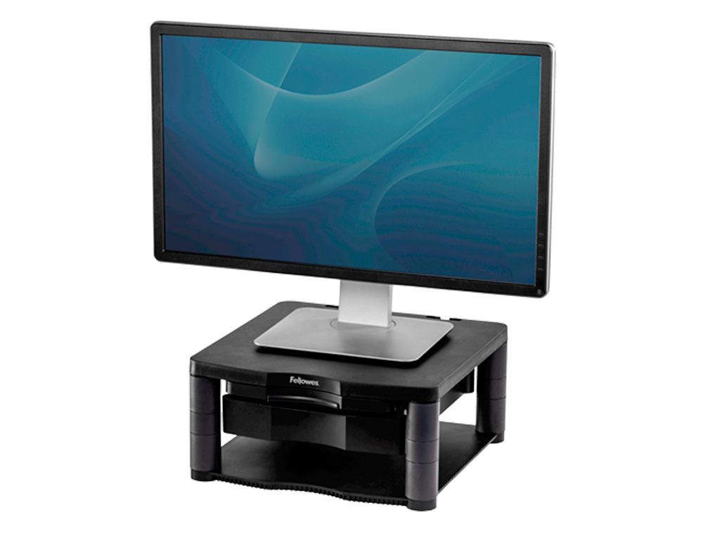 SUPORTE FELLOWES PARA MONITOR PLUS AJUSTAVEL EM 5 ALTURAS 64 MM A 165 MM ATE 36 KG COR GRAFITE 165X335X344 MM