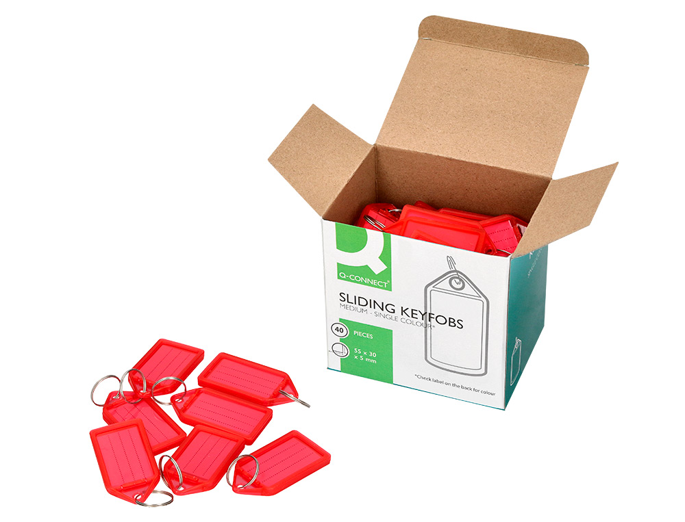 CHAVEIRO PORTA ETIQUETAS Q-CONNECT PREMIUM COR VERMELHO CAIXA DE 40 UNIDADES