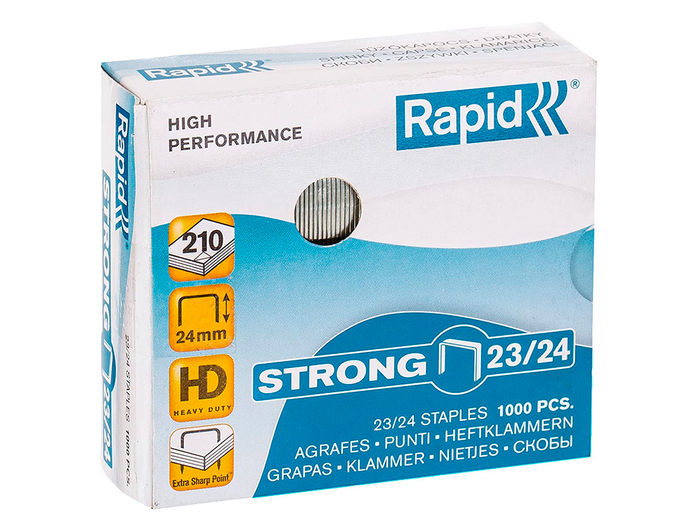 AGRAFES RAPID Nº 23/24 STRONG GALVANIZADOS CAIXA DE 1000 UNIDADES