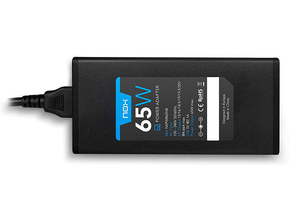 ADAPTADOR DE CORRENTE NOX PARA PORTATIL 65W USB COM 10 CONECTORES