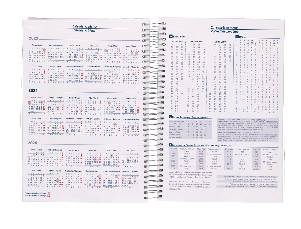 AGENDA ESPIRAL LIDERPAPEL TINOS A5 2024 SEMANA VISTA CAPA POLIPROPILENO PERSONALIZAVEL PAPEL 70 GR