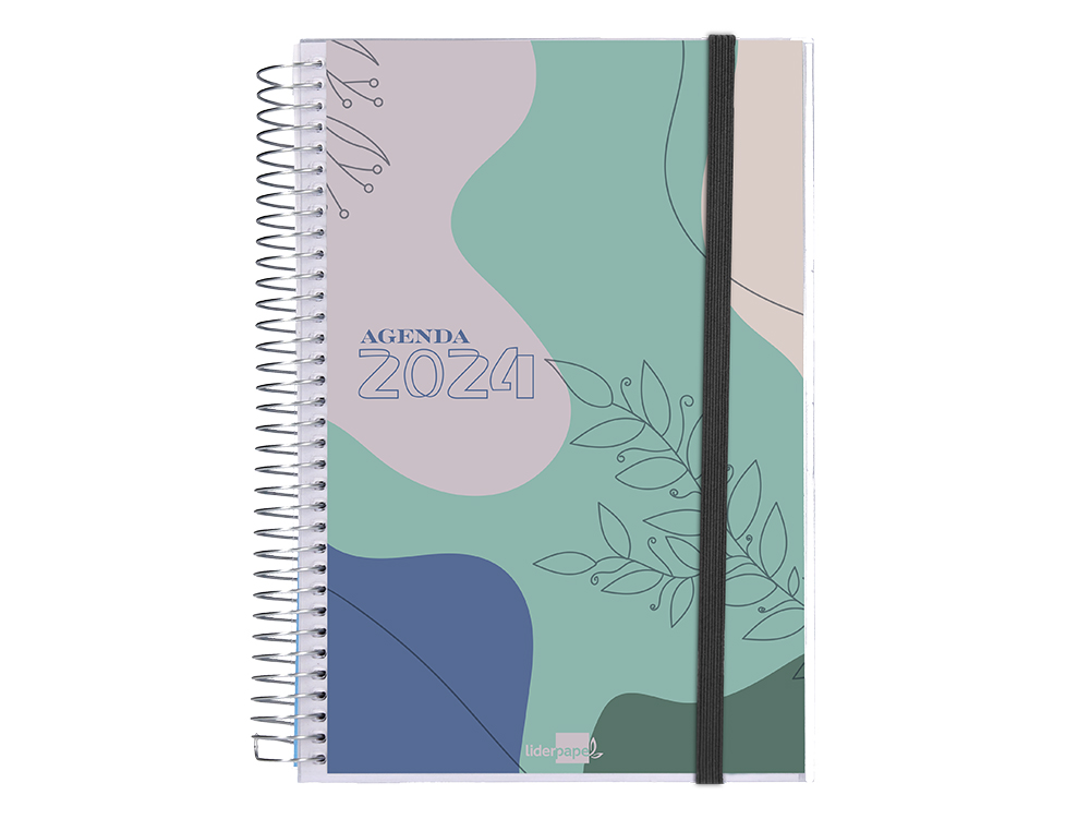 AGENDA ESPIRAL LIDERPAPEL TINOS A5 2024 SEMANA VISTA CAPA POLIPROPILENO PERSONALIZAVEL PAPEL 70 GR