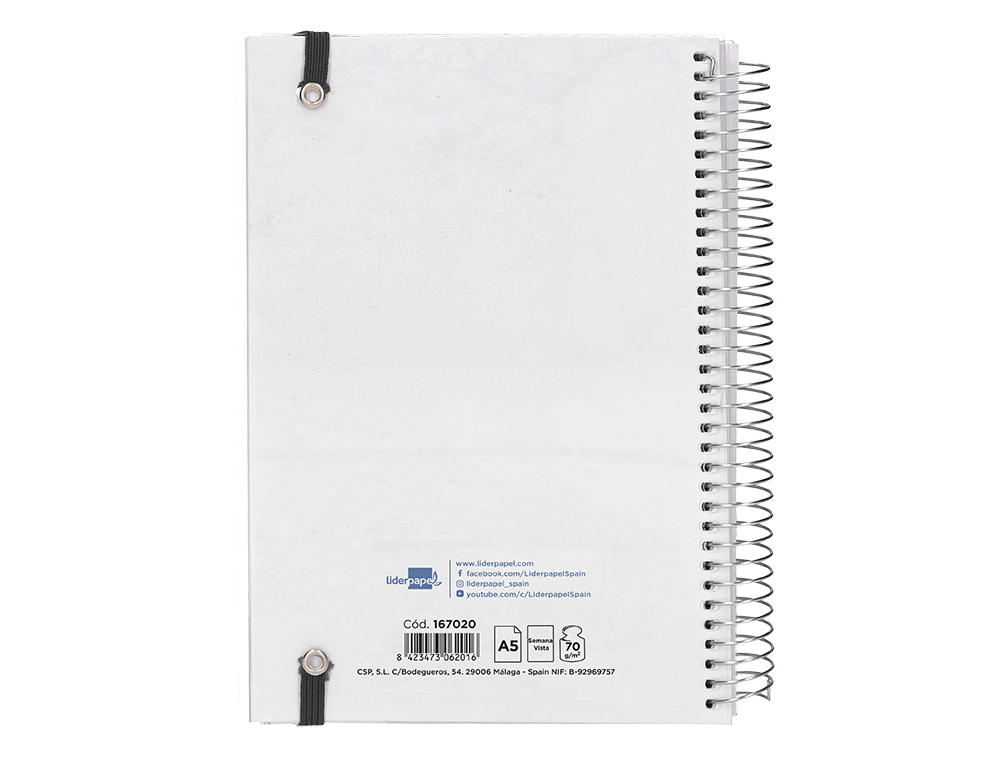 AGENDA ESPIRAL LIDERPAPEL TINOS A5 2024 SEMANA VISTA CAPA POLIPROPILENO PERSONALIZAVEL PAPEL 70 GR
