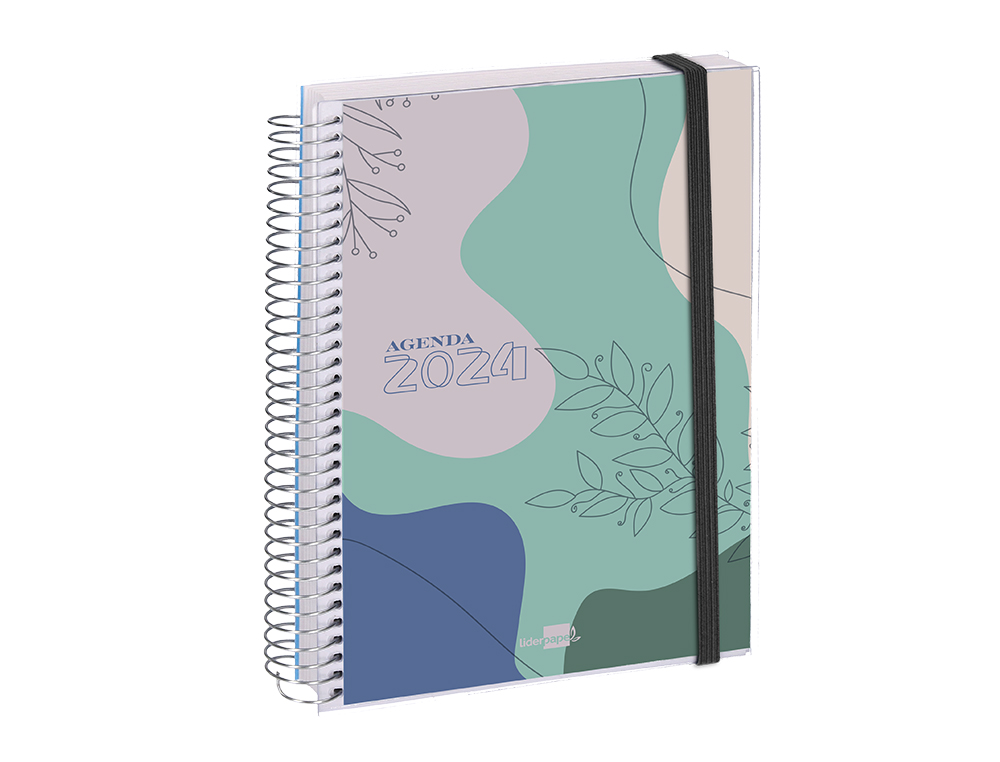 AGENDA ESPIRAL LIDERPAPEL TINOS A5 2024 SEMANA VISTA CAPA POLIPROPILENO PERSONALIZAVEL PAPEL 70 GR