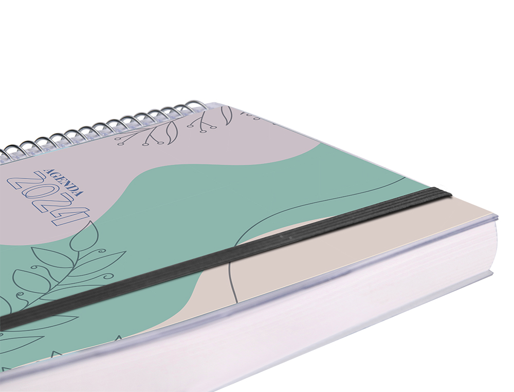 AGENDA ESPIRAL LIDERPAPEL TINOS A5 2024 SEMANA VISTA CAPA POLIPROPILENO PERSONALIZAVEL PAPEL 70 GR