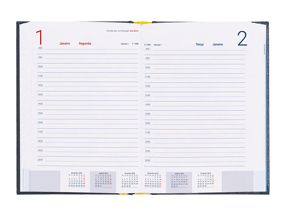 AGENDA ENCADERNADA LIDERPAPEL CORFU 15X21 CM 2024 DIA PAGINA PAPEL 60 GR COR AZUL IDIOMA PORTUGUES