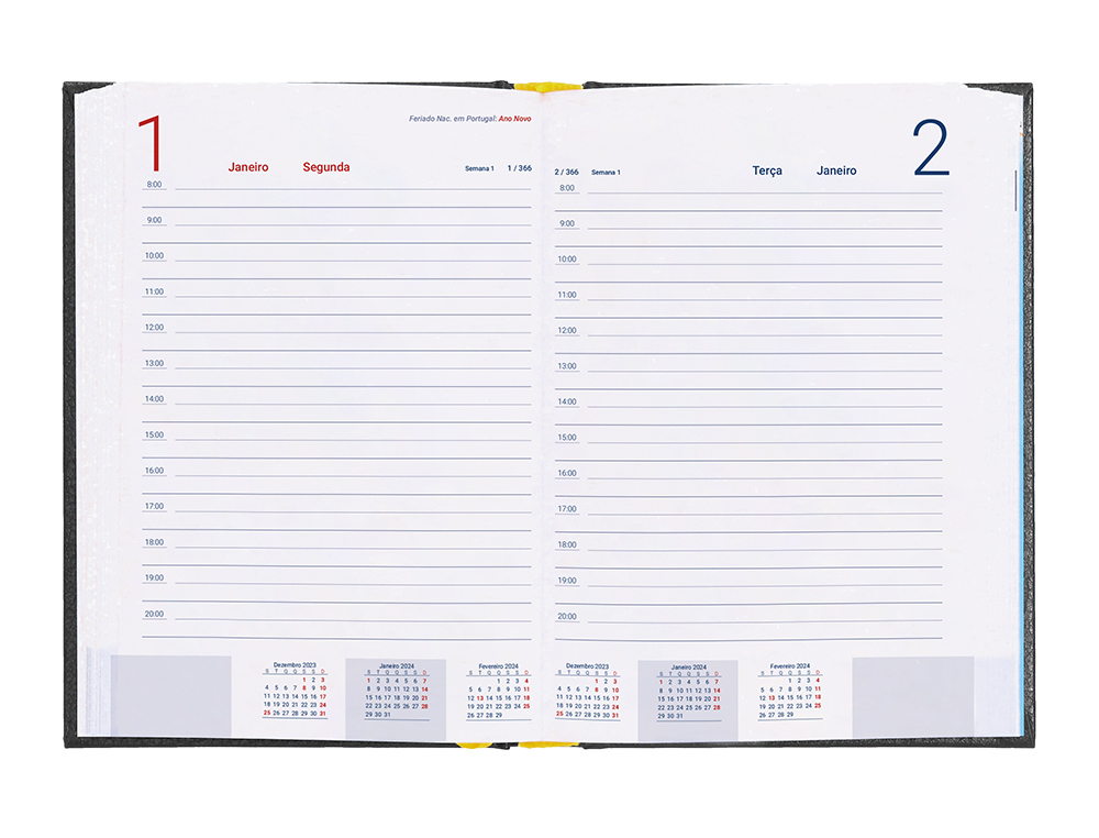 AGENDA ENCADERNADA LIDERPAPEL CORFU 15X21 CM 2024 DIA PAGINA PAPEL 60 GR COR PRETO IDIOMA PORTUGUES
