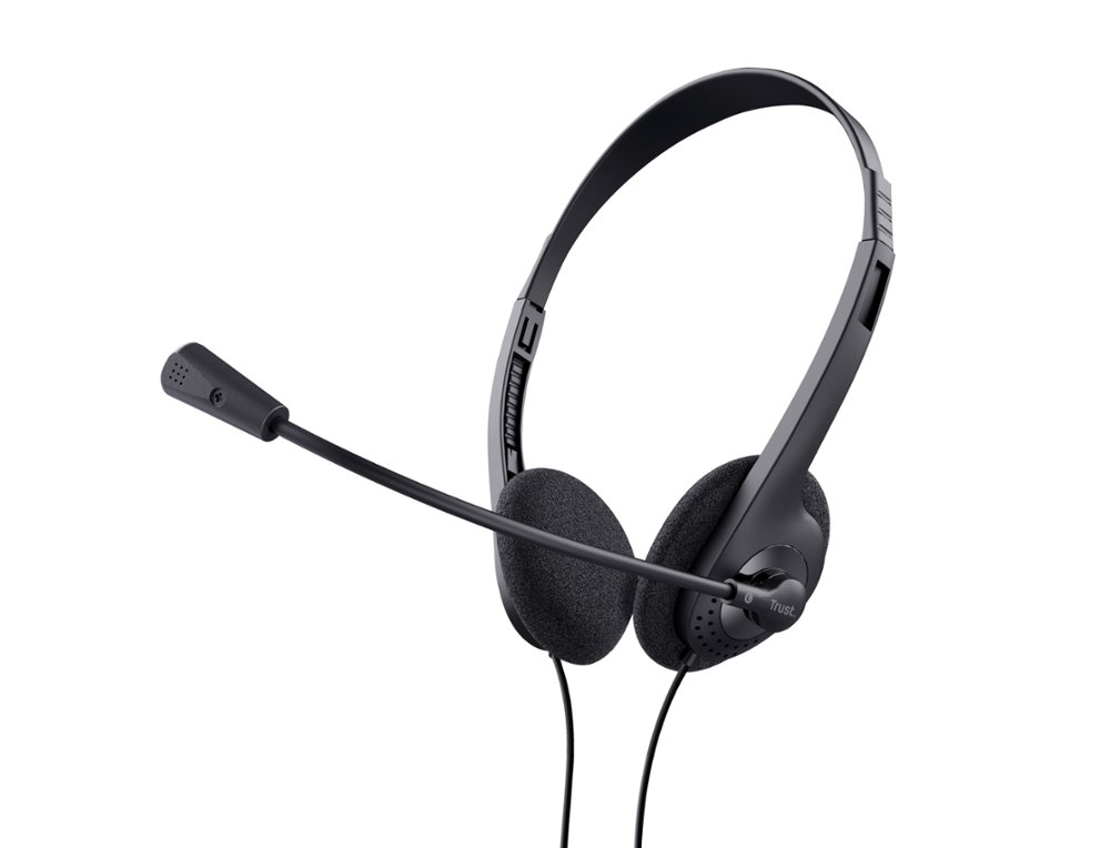 AURICULAR TRUST BASICS COM MICROFONE AJUSTAVEL USB 2.0 COMPRIMENTO CABO 180 CM COR PRETO
