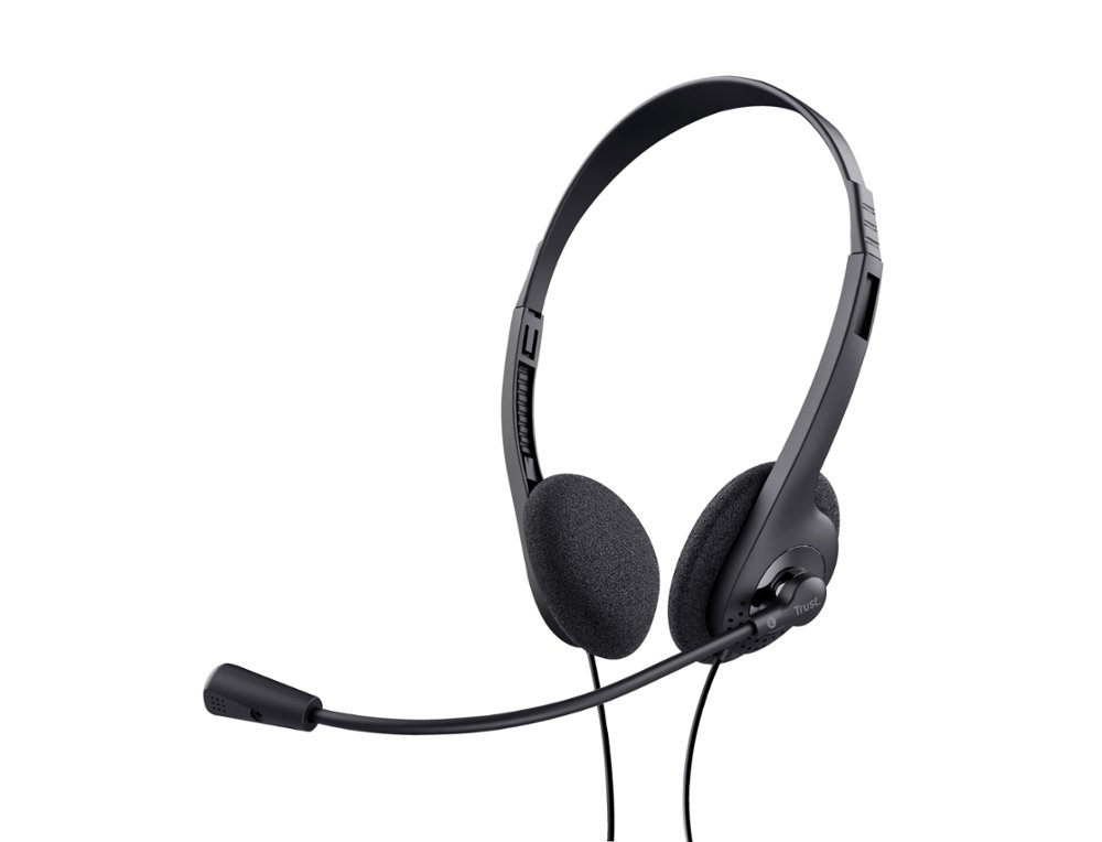AURICULAR TRUST BASICS COM MICROFONE AJUSTAVEL USB 2.0 COMPRIMENTO CABO 180 CM COR PRETO