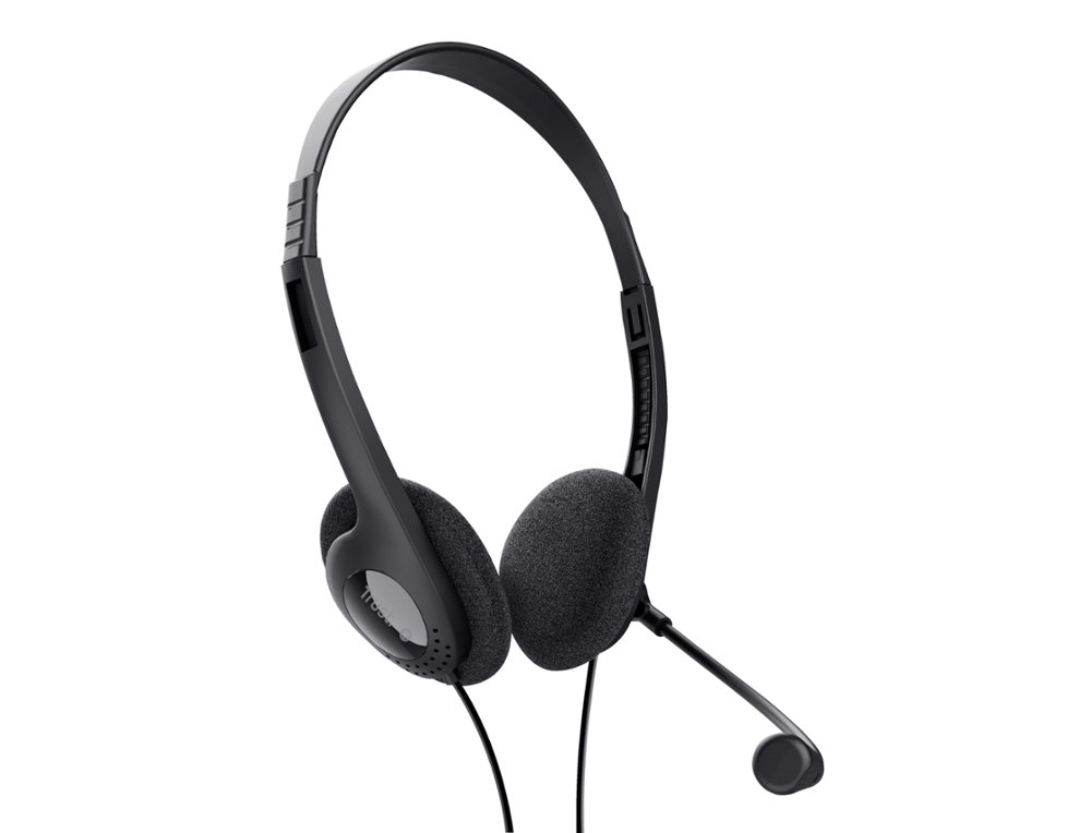 AURICULAR TRUST BASICS COM MICROFONE AJUSTAVEL USB 2.0 COMPRIMENTO CABO 180 CM COR PRETO