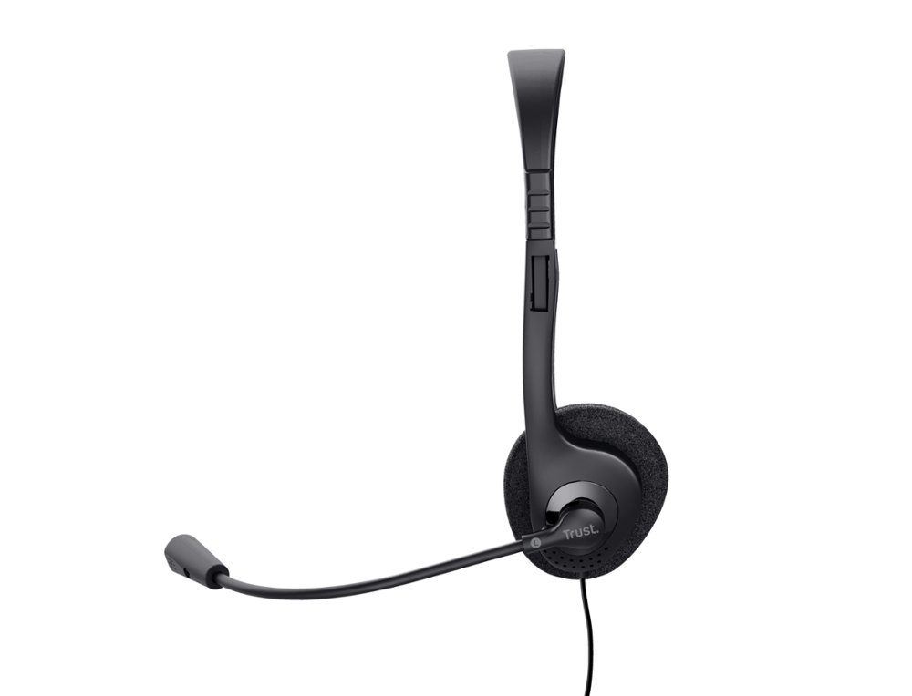AURICULAR TRUST BASICS COM MICROFONE AJUSTAVEL USB 2.0 COMPRIMENTO CABO 180 CM COR PRETO