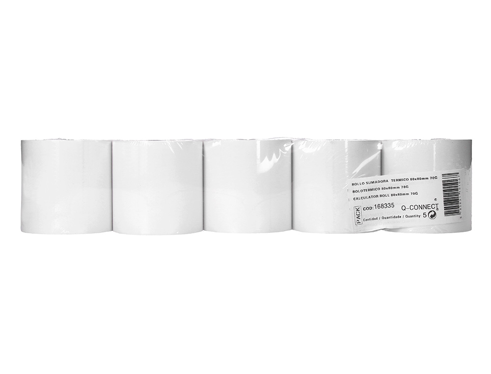 ROLO TERMICO PARA IMPRESSORA Q-CONNECT 80 MM LARGURA X 80 MM DIAMETRO SEM BISFENOL EM PAPEL DE 70 GR