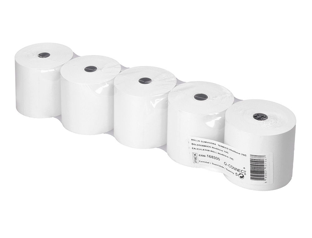 ROLO TERMICO PARA IMPRESSORA Q-CONNECT 80 MM LARGURA X 80 MM DIAMETRO SEM BISFENOL EM PAPEL DE 70 GR