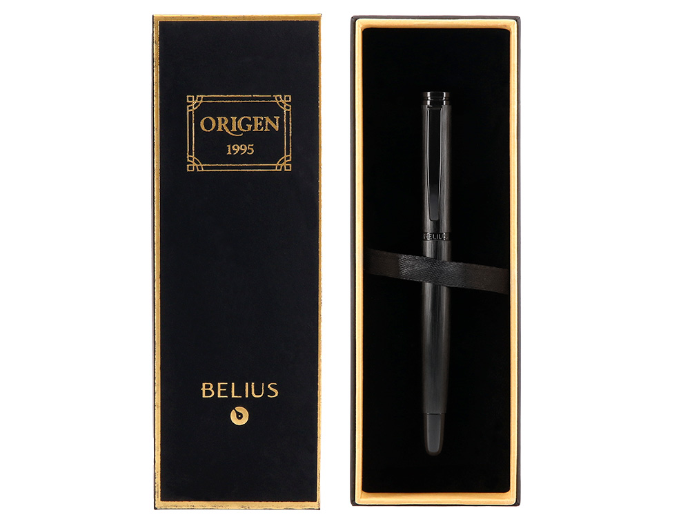 ROLLER BELIUS ORIGEN 1995 ALUMINIO TEXTURA ESCOVADO COR PRETO TINTA PRETA CAIXA DESIGN