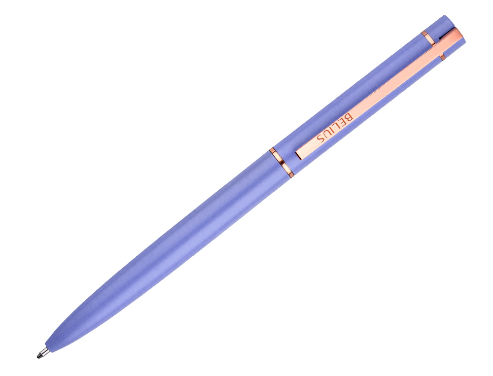 ESFEROGRAFICA BELIUS ROSE ALUMINIO DESENHO LAVANDA OURO ROSA TINTA AZUL CAIXA DESIGN